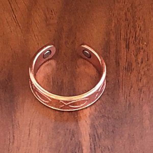 Solid Pure Copper Magnetic Ring Men Women Arthritis Adjustable Ring - Jesus Fish